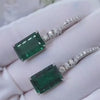 Aureline-Jewelry Emerald Dangle Hoop Earrings With Lab Diamonds