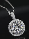 Aureline-Jewelry 5-Carat Lab-Grown Round Diamond Halo Pendant Necklace