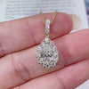 Aureline-Jewelry 1 Carat Pear Cut Lab-Grown Diamond Pendant Halo Set