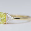 Aureline-Jewelry 1.7 Carat Princess Cut Yellow Lab Diamond Three-Stone Ring 18K Gold