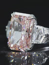 Aureline-Jewelry 7 Carat Fancy Vivid Pink Radiant Lab Grown Diamond Ring 18K Gold
