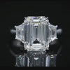 Aureline-Jewelry 7 Carat Emerald Cut Lab Grown Diamond Side Trapezoid Three Stone Diamond Ring