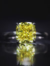 Aureline-Jewelry 3 Carat Fancy Vivid Yellow Cushion Cut Lab Diamond Ring