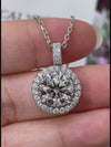 Aureline-Jewelry 5-Carat Lab-Grown Round Diamond Halo Pendant Necklace