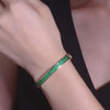 Aureline-Jewelry NOZBO Invisible Set Natural Emerald Double Row Luxury Bangle in 18K Gold