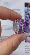 Aureline-Jewelry Lab-grown Diamond and Purple Sapphire Hoop Earrings