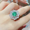 Aureline-Jewelry Lab-Grown Emerald and Diamond Cocktail Ring In 14k Gold