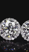 Aureline-Jewelry Brilliant Halo Round Lab Grown Diamond Studs Earrings (10.00 Ct. Tw.)