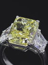 Aureline-Jewelry 9 Carat Fancy Vivid Yellow Radiant Cut Lab Diamond Three Stones Ring