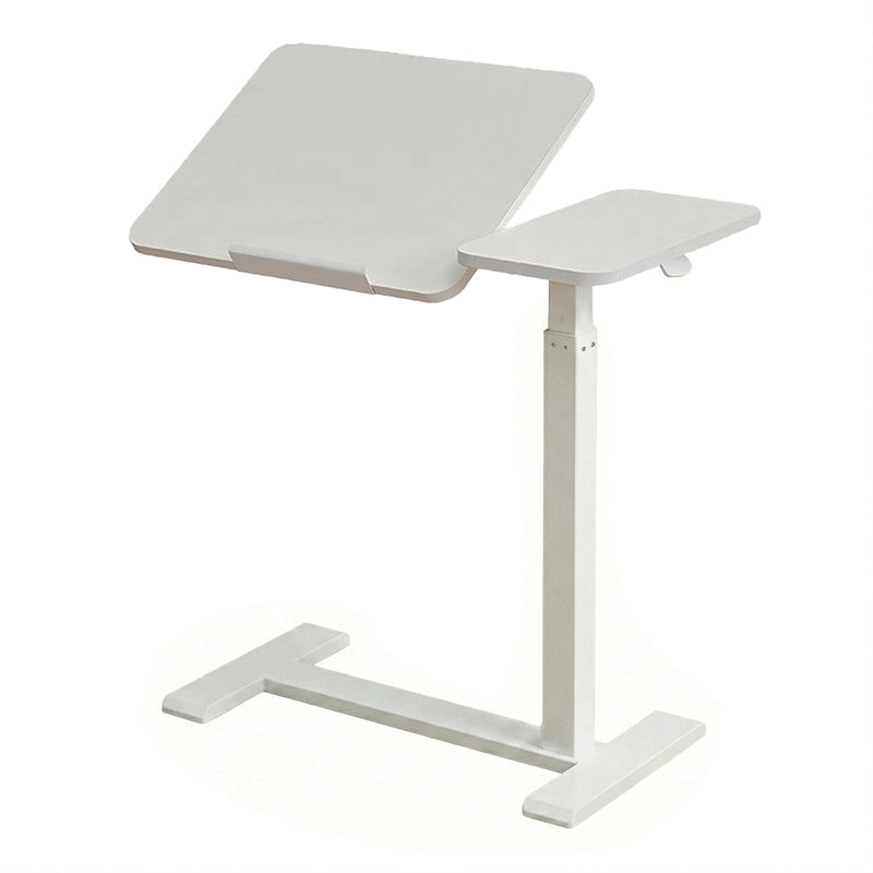 Overbed Table with Wheels Pneumatic Height Adjustable Tilting Desktop Mobile Standing Desk Rolling Laptop Desk for Bed Sofa or Hospital Use