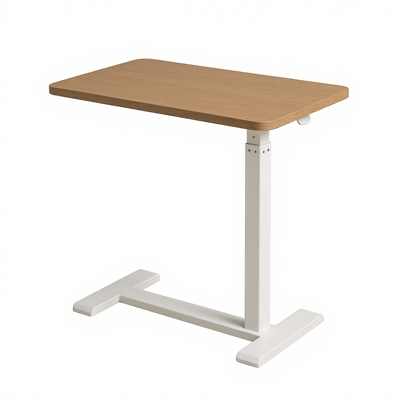 Overbed Table with Wheels Pneumatic Height Adjustable Tilting Desktop Mobile Standing Desk Rolling Laptop Desk for Bed Sofa or Hospital Use